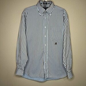 Vintage Tommy Hilfiger 80's 2 Ply Men's Blue Long Sleeve Button-Down Shirt